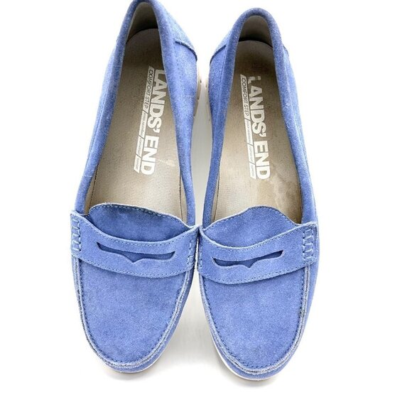 LANDS' END COMFORT STEP BLUE SUEDE LOAFER SHOES - 9D - Picture 2 of 10